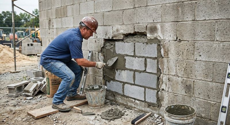 Cinder Block Wall Repair in Cornelia, GA