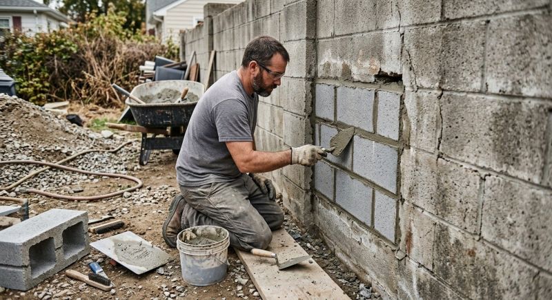 Cinder Block Wall Repair in Hall County, GA