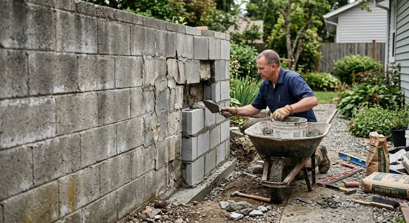 Cinder Block Wall Repair in Helen, GA