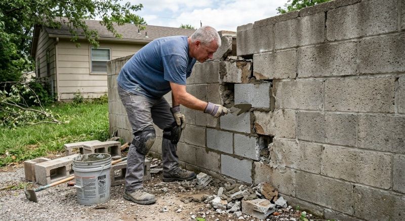 Cinder Block Wall Repair in Gainesville, GA
