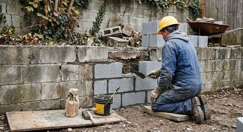 Cinder Block Wall Repair in Lula, GA