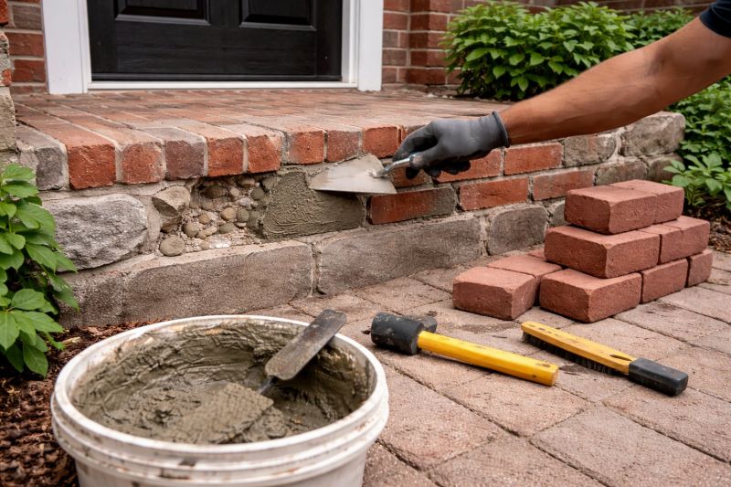 Entryway Brick Repair in Gainesville, GA