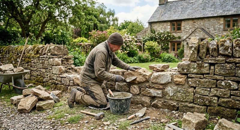 Stone Wall Repair in Commerce, GA
